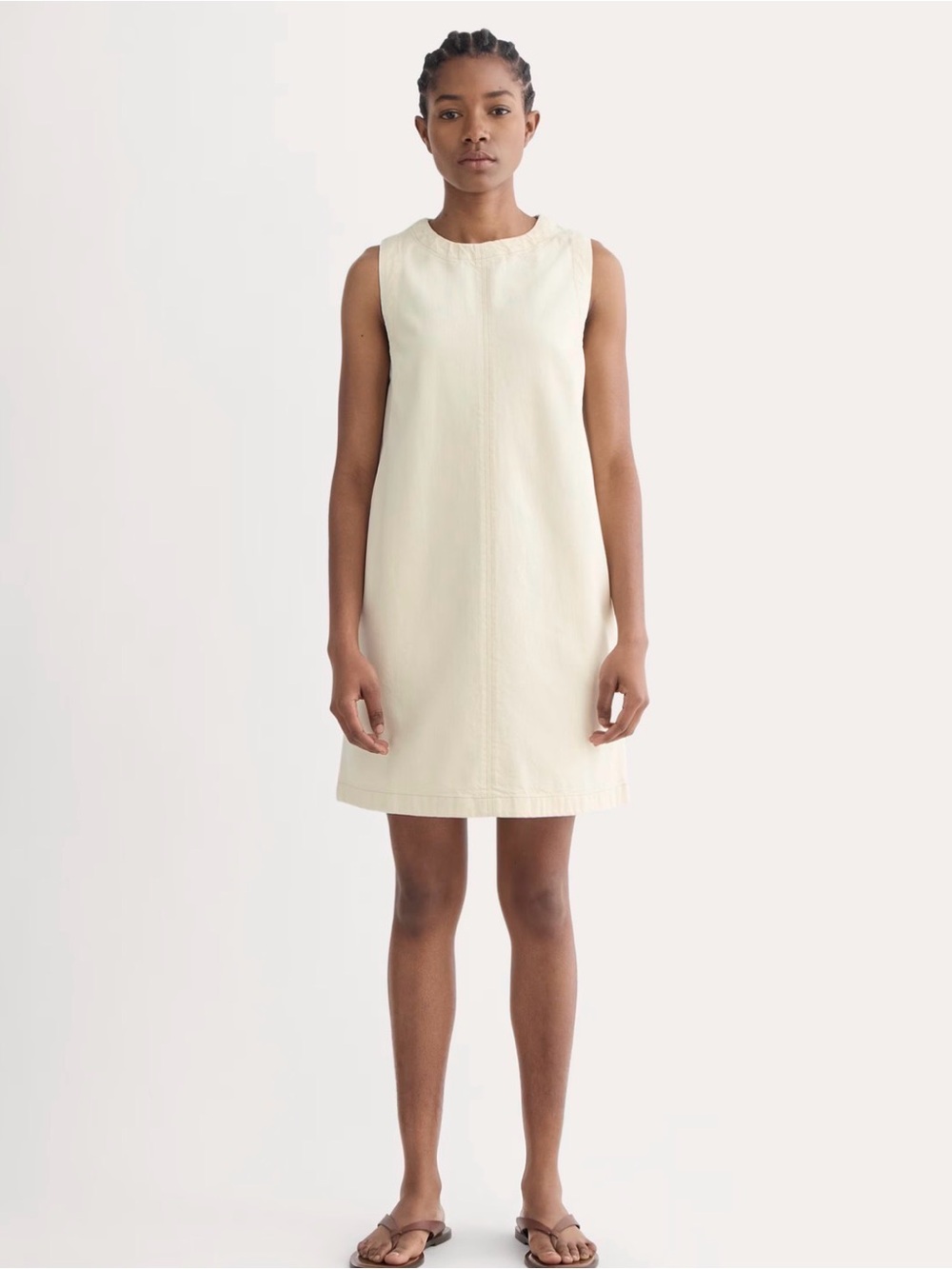 Everlane Sleeveless Mini Shift Dress in Cloud Ecru